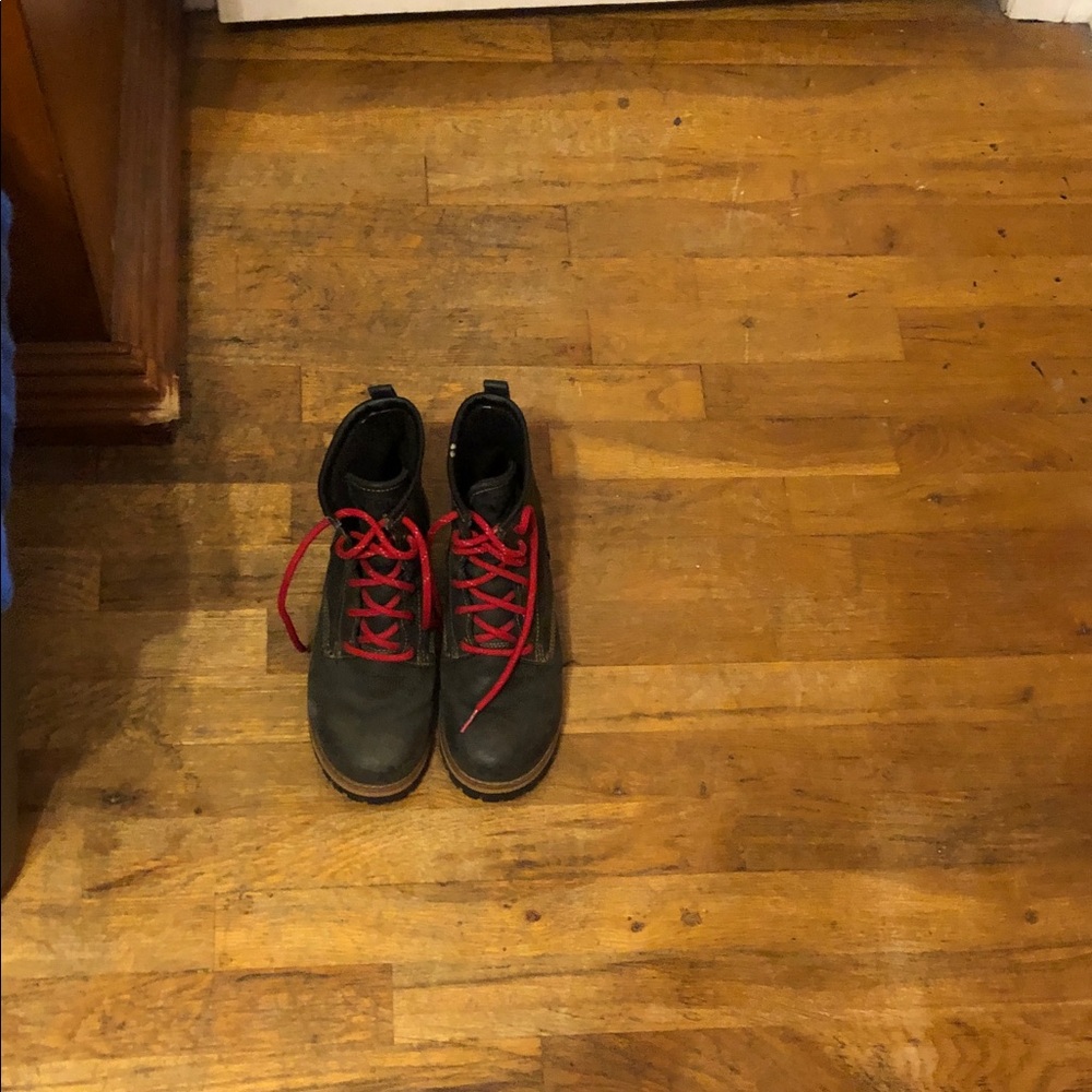 Women’s Black Ankle Boots with Red Laces